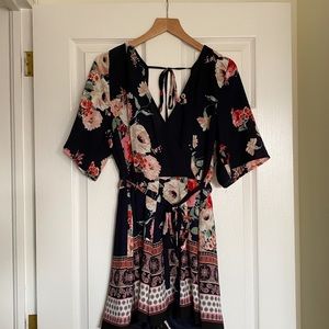 Francescas’s Collections Floral Navy Romper